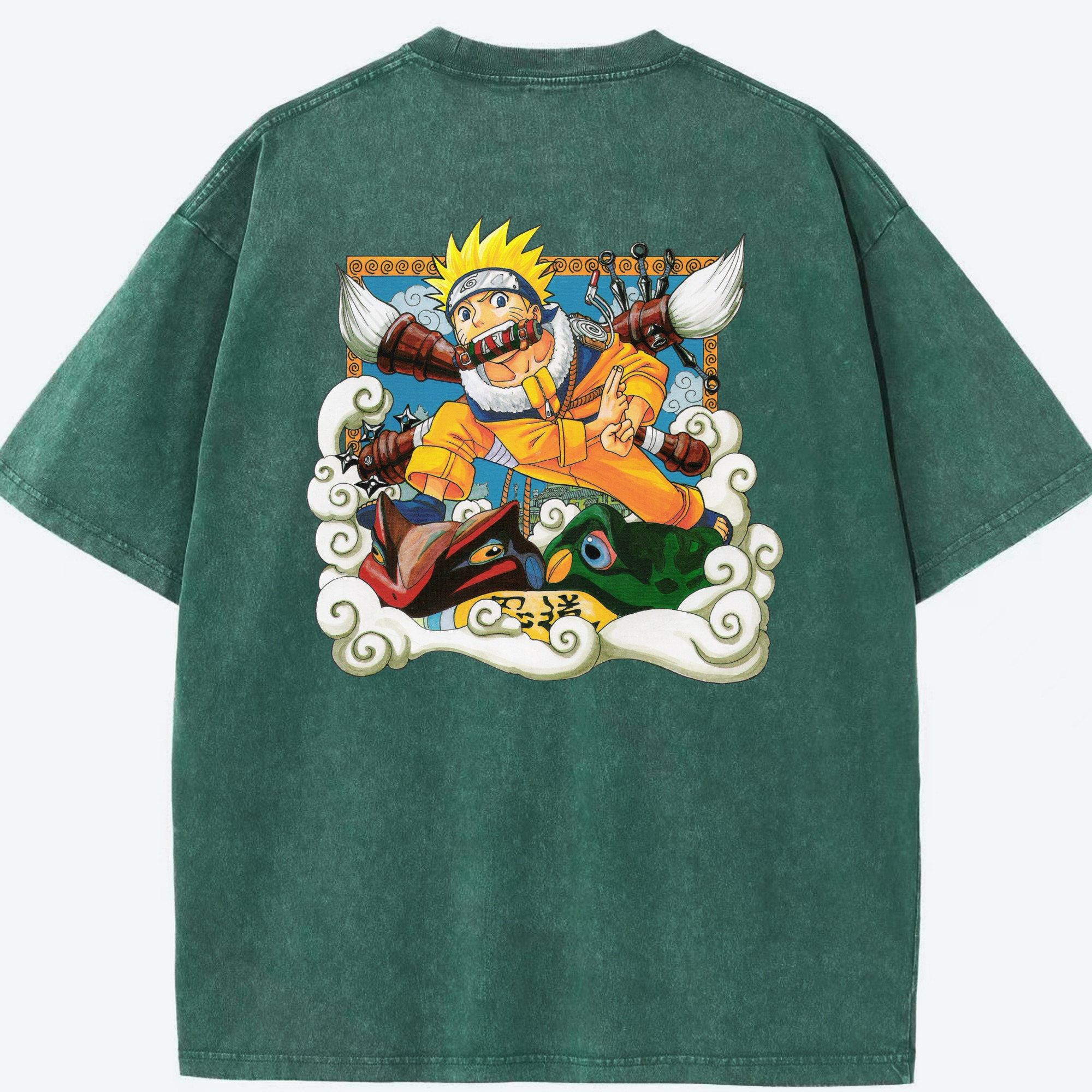 （画像用） NARUTO -ナルト- うずまき ナルト Uzumaki Naruto 綿100% ヴィンテージ風 半袖Tシャツ（背面プリント）
